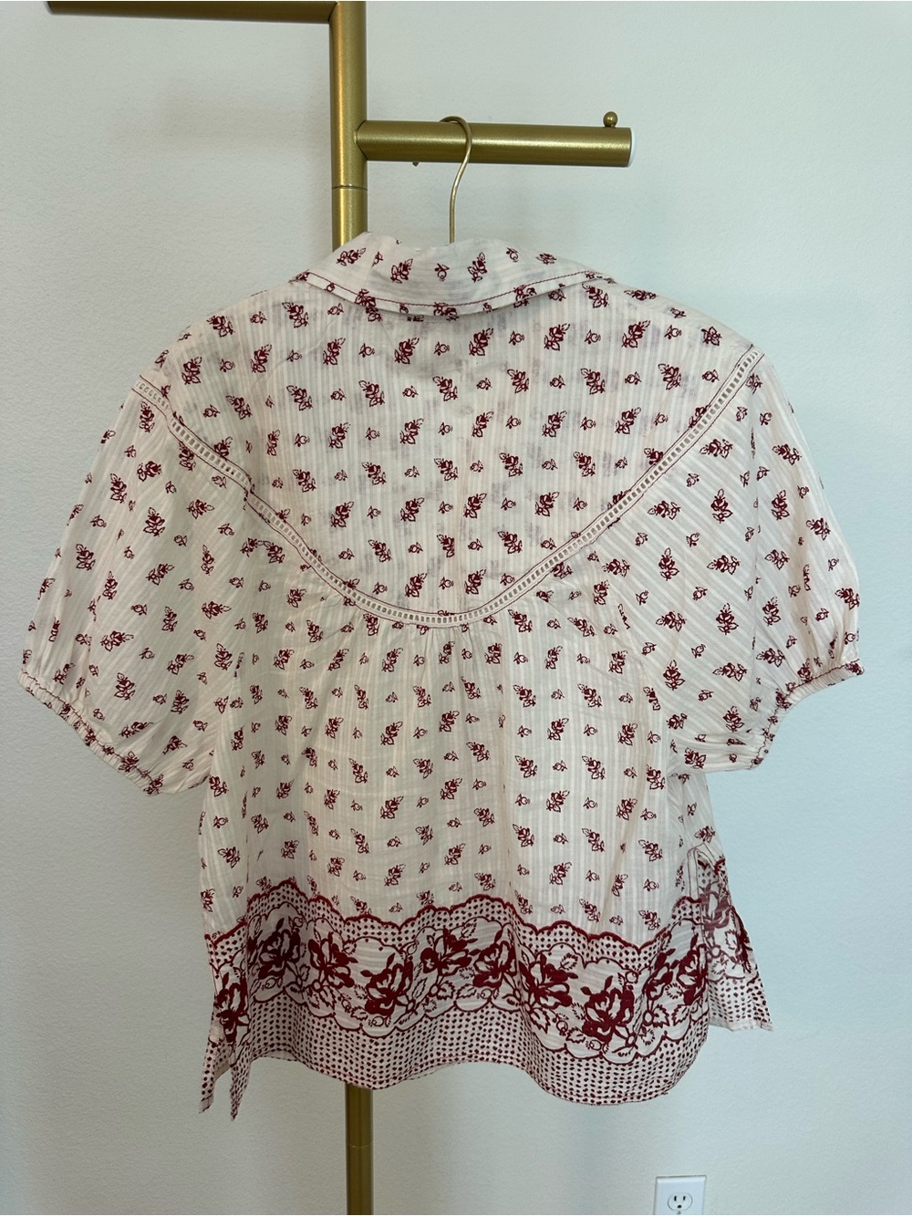 Pilcro Cream Blouse with Red Floral Border from Anthropologie - Picture 2 of 6